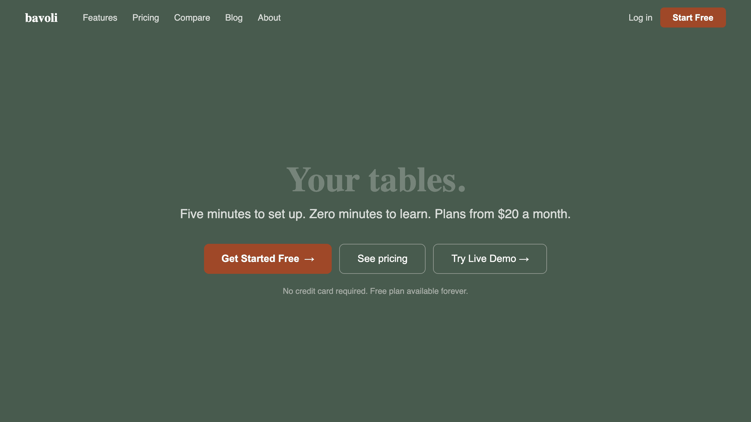 The bavoli.com homepage